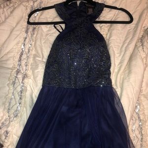 NAVY BLUE HALTER TOP DRESS (SHORT)